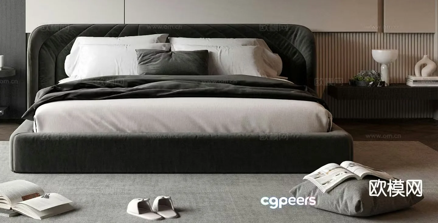 Modern double bed 3d model