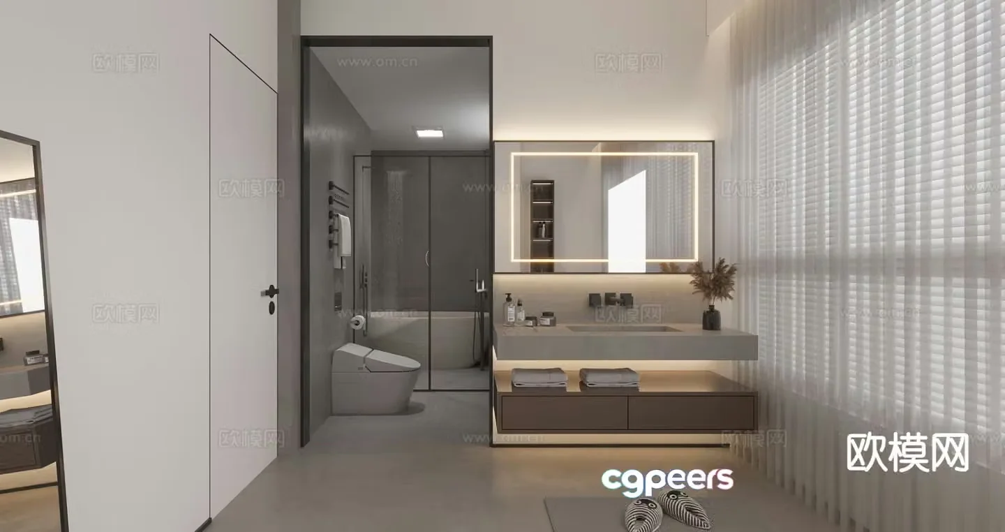 Modern bathroom bathroom wet and dry separation 3d model