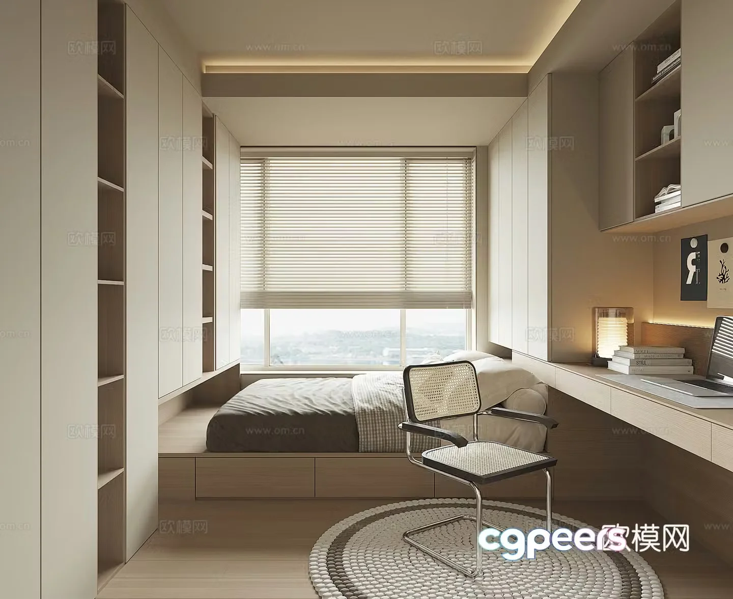 Modern tatami bedroom 3d model