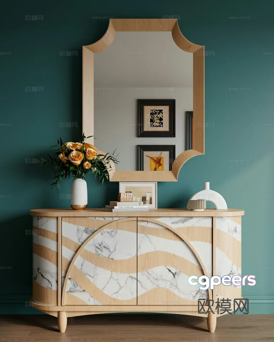 Modern side cabinet end view cabinet 3D model