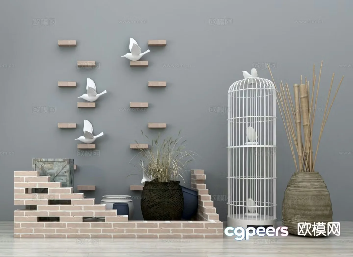 Garden sketch garden sketch decoration ornament birdcage wall decoration outdoor ornament 3d model