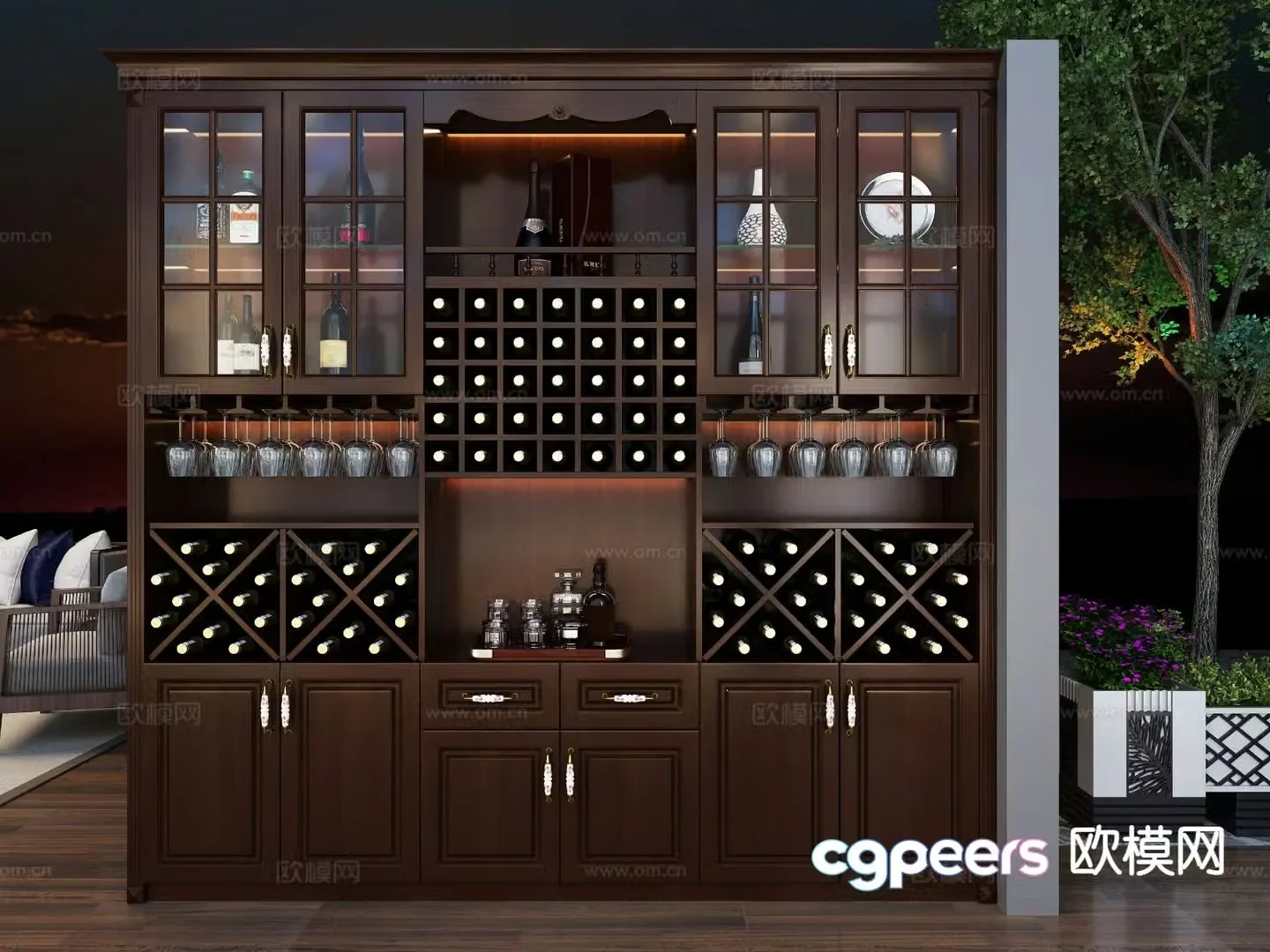 Log wine cabinet 3d model