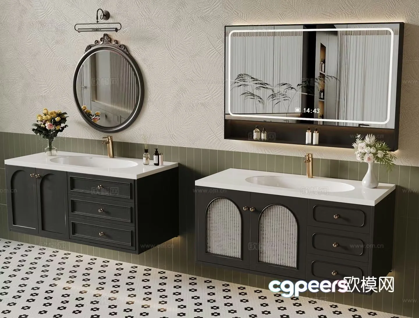 French bathroom cabinet bathroom mirror 3d model