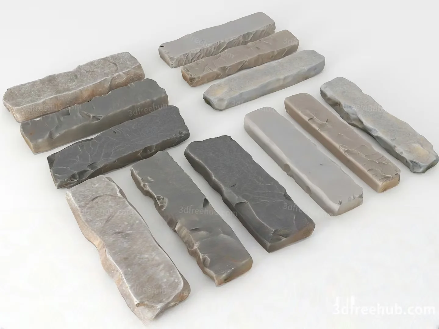 The Main Subject Is A Collection Of Rectangular Stone Objects Likely Decorative Or Architectural 3D Model – 22616 – VRAY Render