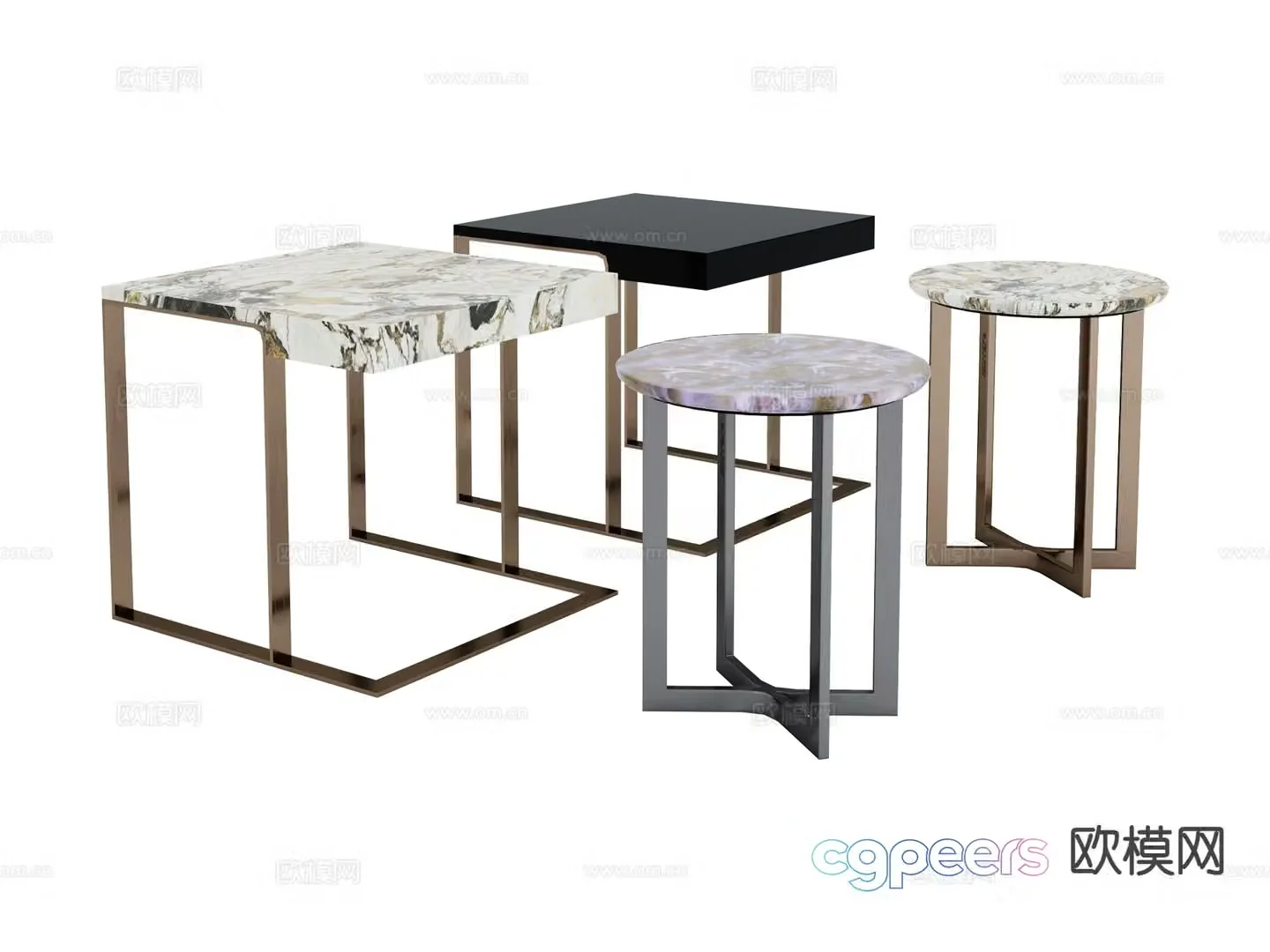 visionnaire Italian light luxury corner table and side table 3D model