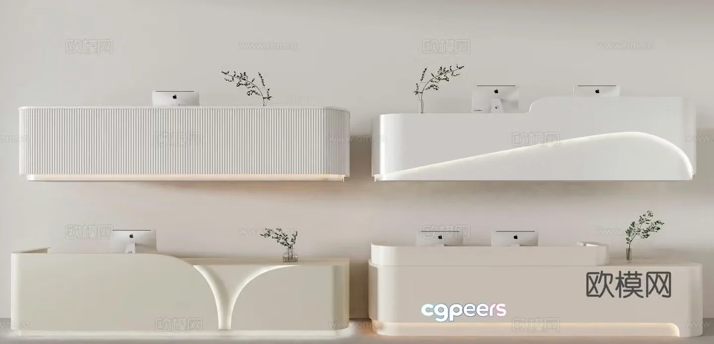 Modern front desk reception desk cashier 3d model