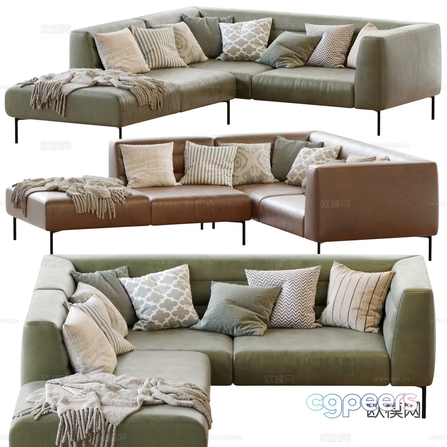 Modern Italian leather BOTERO Zanotta sofa 3d model