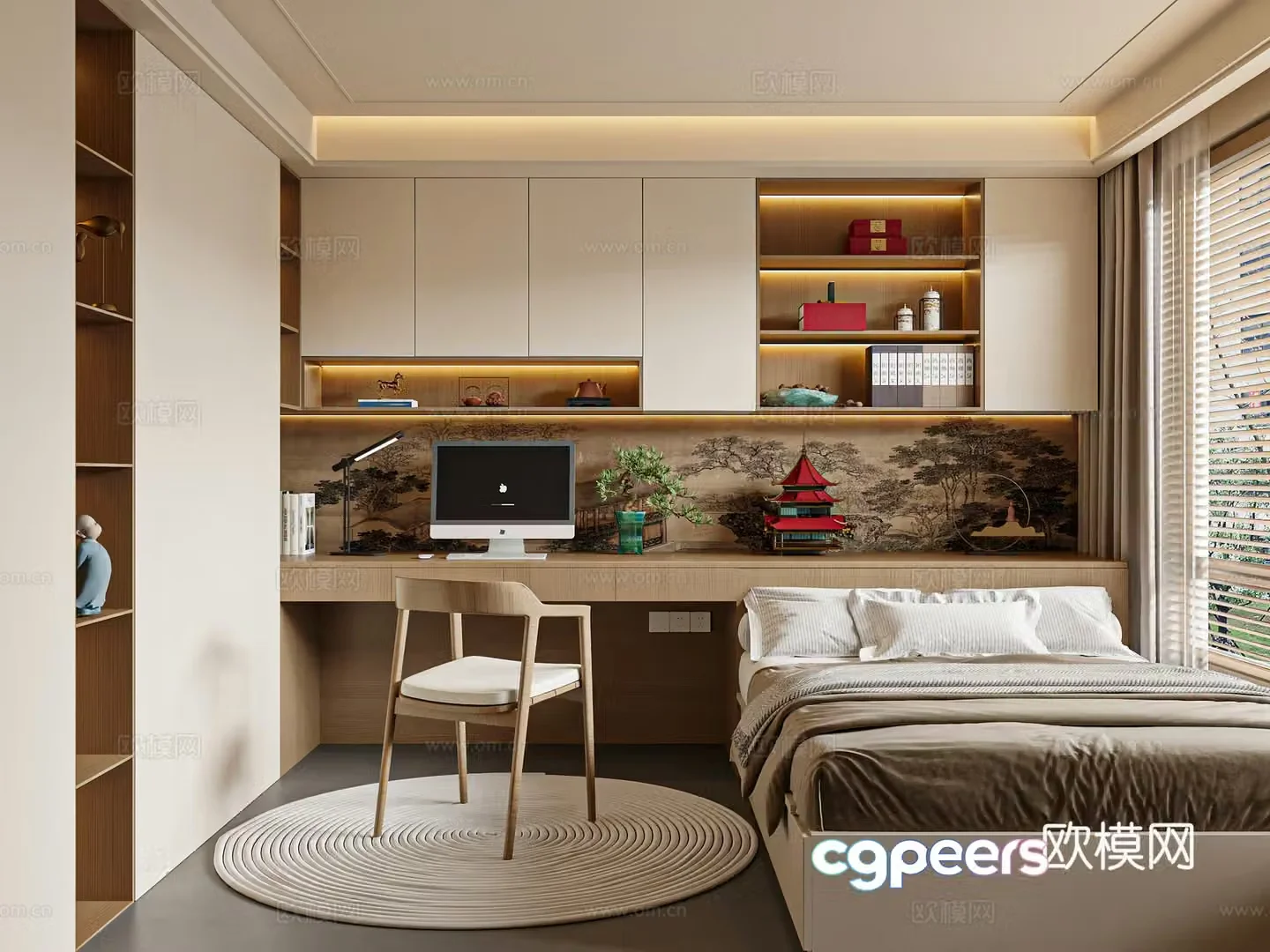 New Chinese style tatami bedroom Song style bedroom 3D model