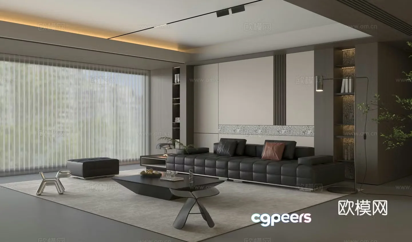 Modern Italian living room Italian home living room Italian sofa coffee table combination 3D model