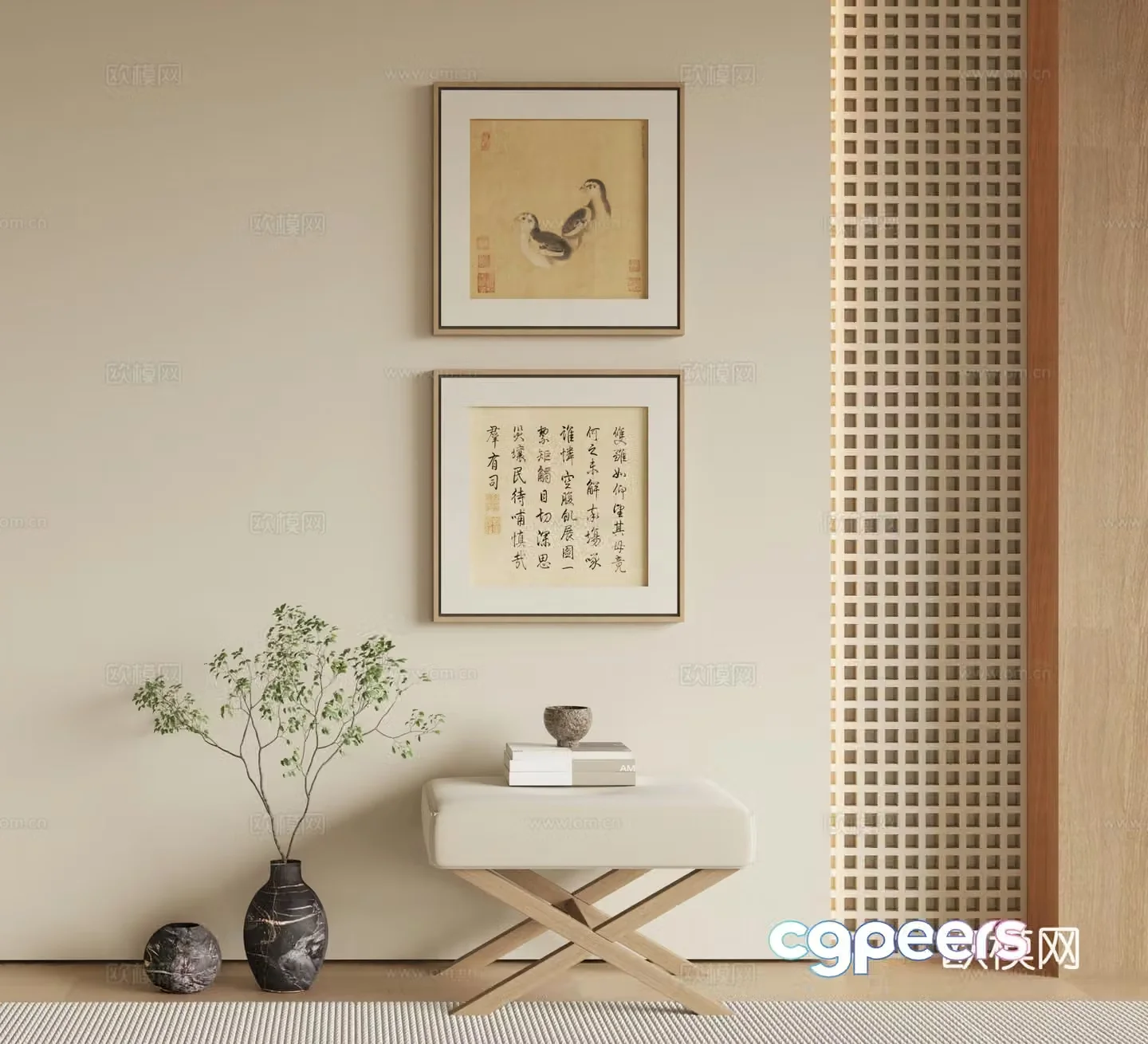 New Chinese style ink paintings decorative paintings 3D model