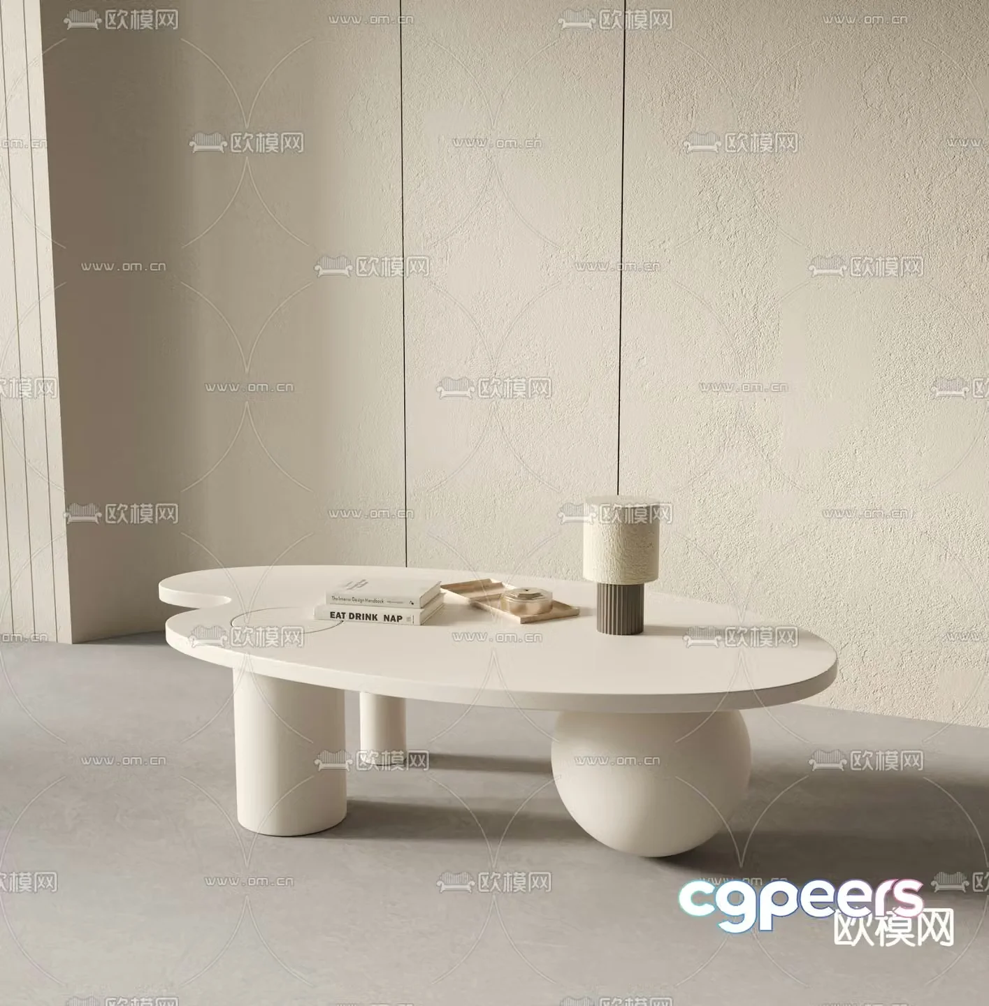 Creamy style coffee table 3d model