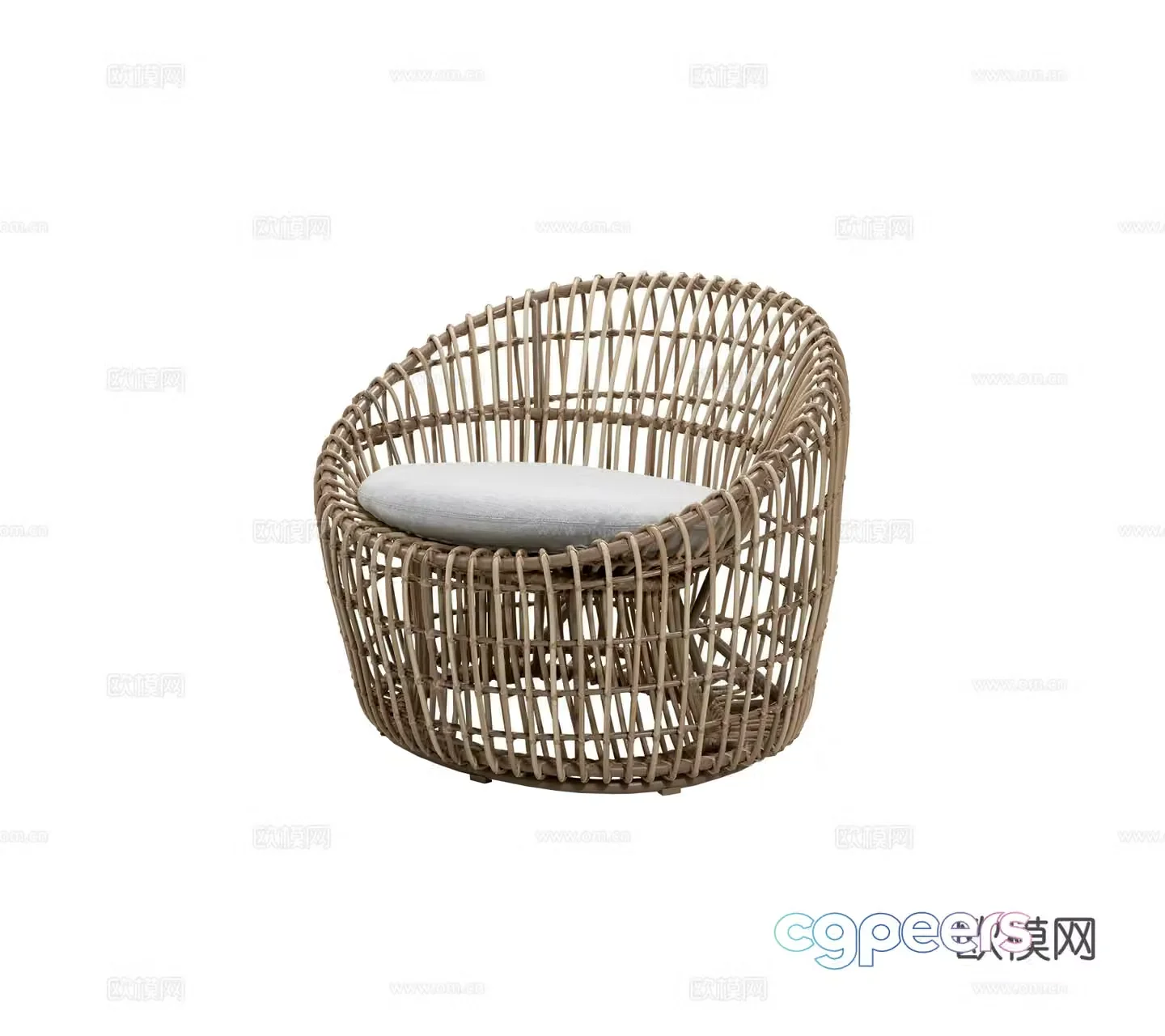 Modern outdoor courtyard garden terrace furniture single chair rattan chair bamboo weaving chair combination 3D model