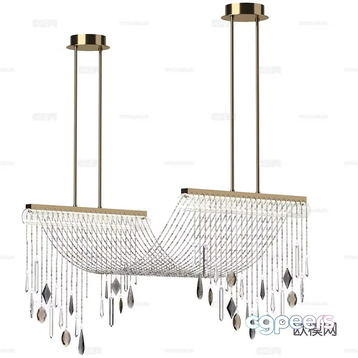 Light luxury crystal chandelier 3d model