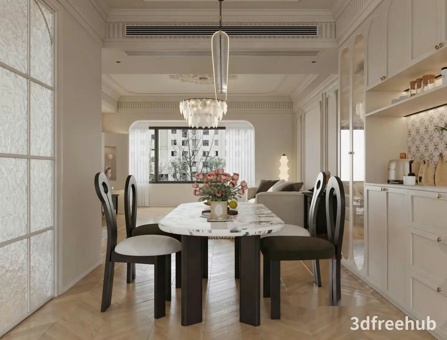 Modern Dining Room 3D Model – 21492 – VRAY Render