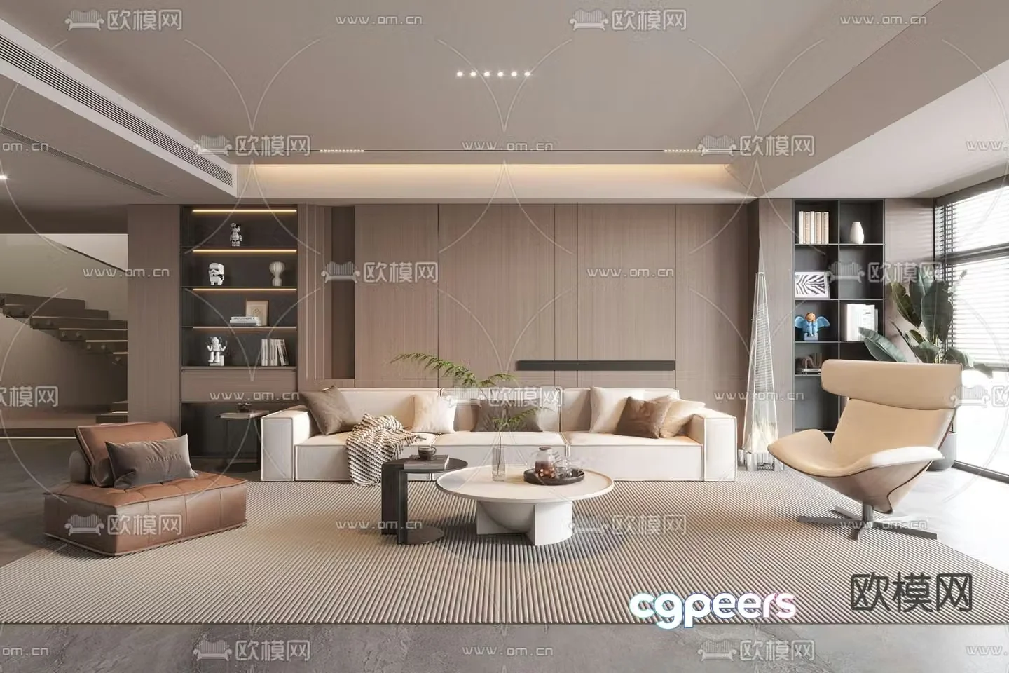 Modern living room Duplex living room 3d model
