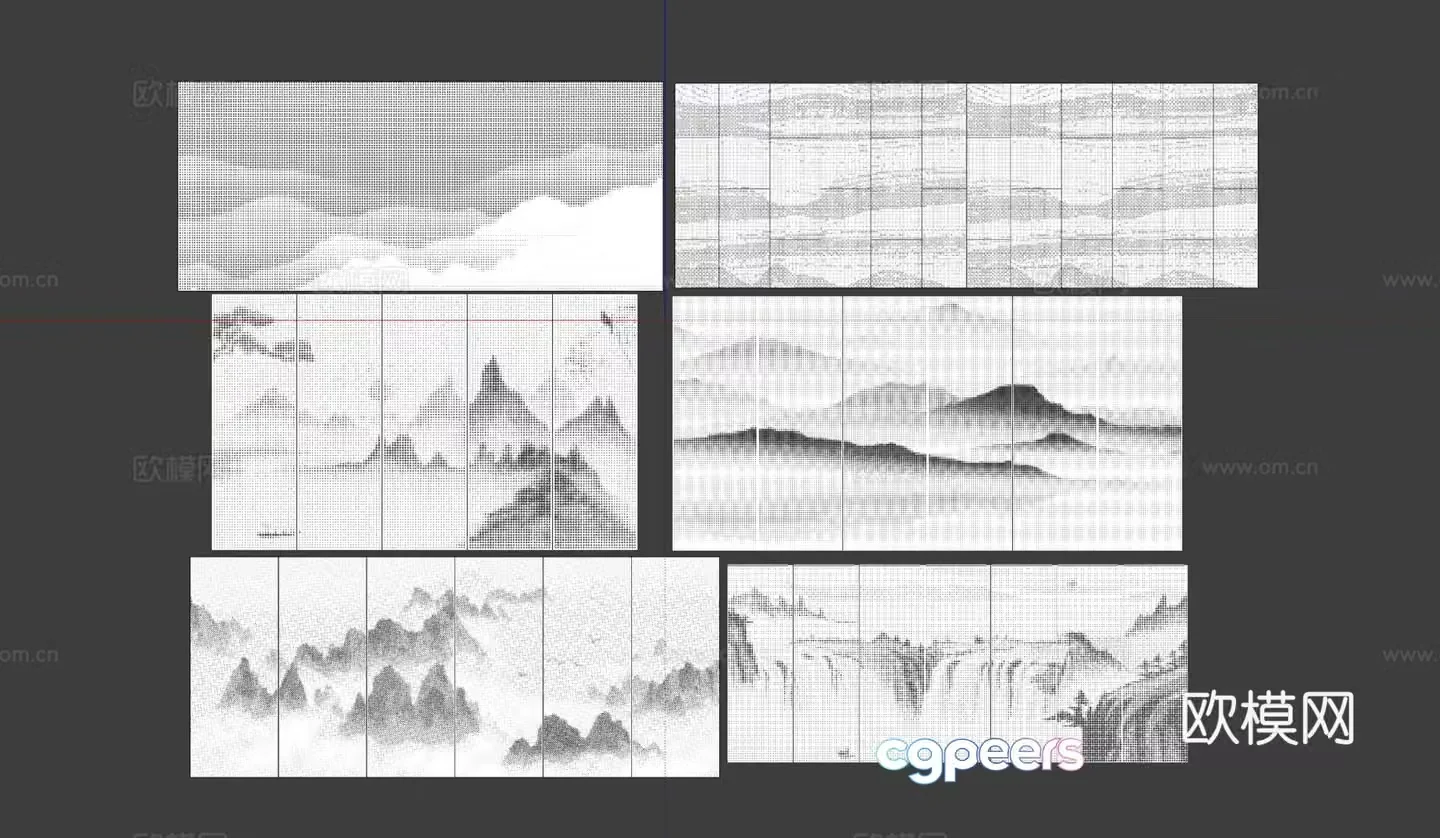 Modern landscape perforated plate translucent plate punched plate aluminum plate landscape wall 3D model