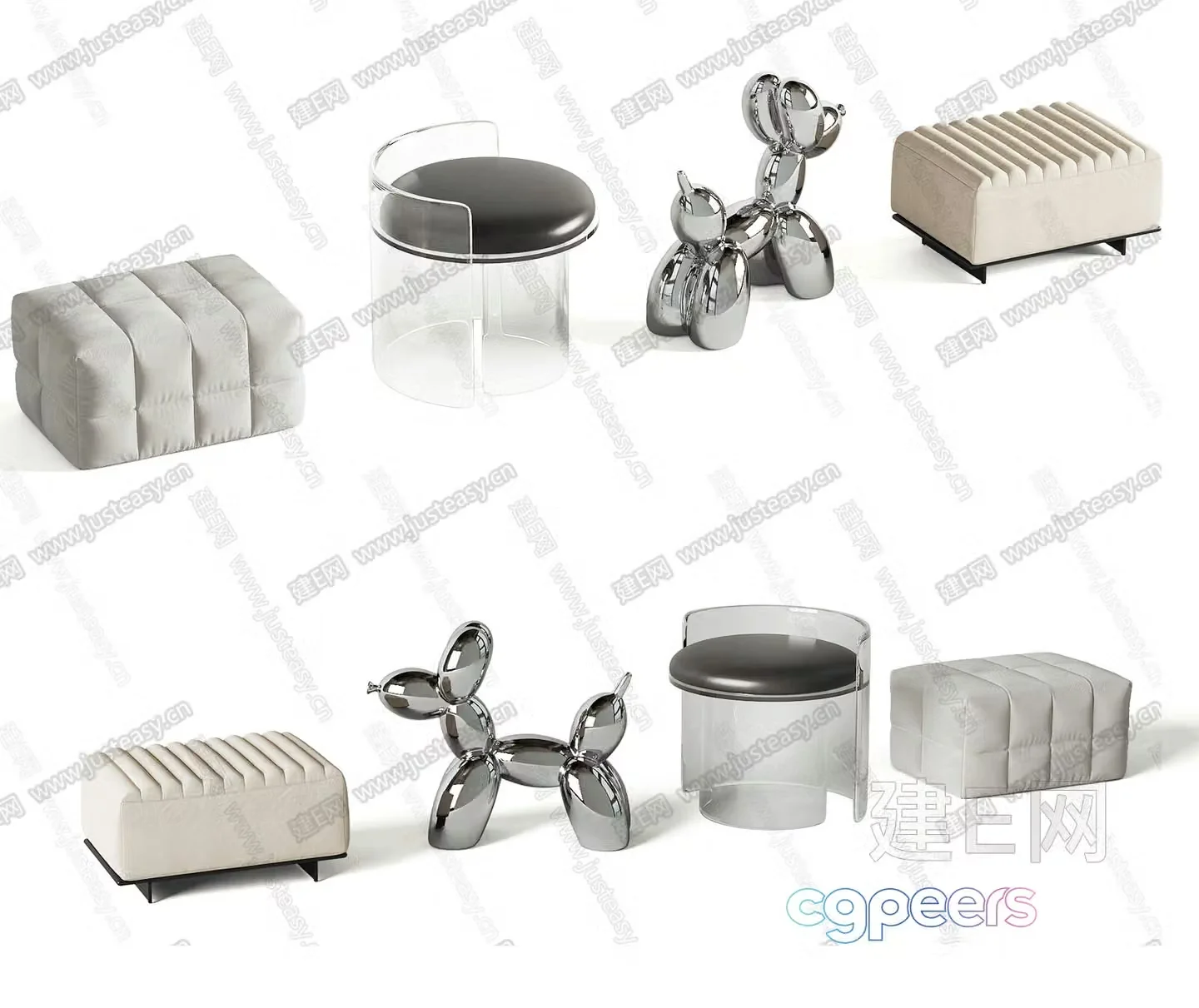 Modern Neutral-Colored Furniture 3D Model – 2491 – CORONA Render