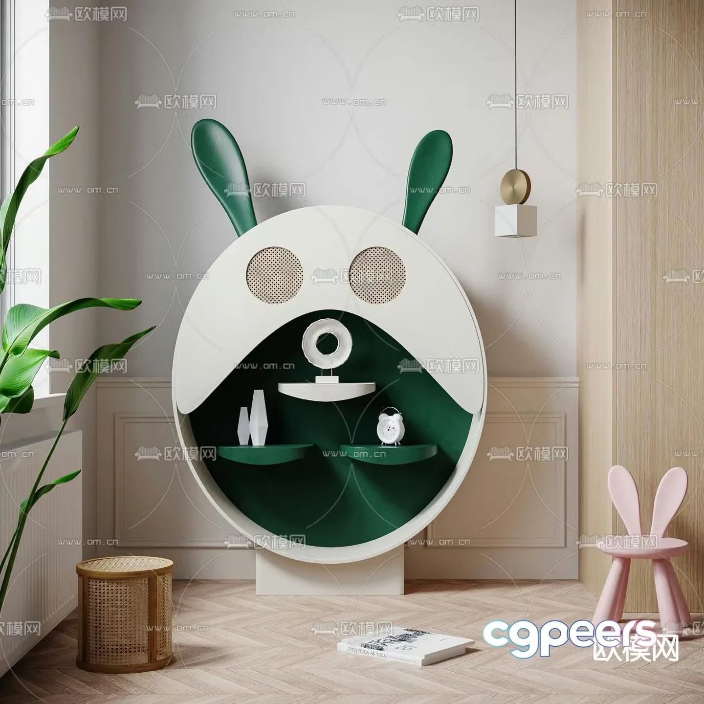 Modern rabbit shape children’s cabinet 3D model