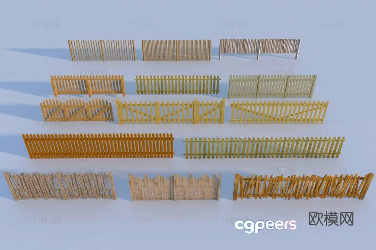 Modern rural wooden railing 3d model