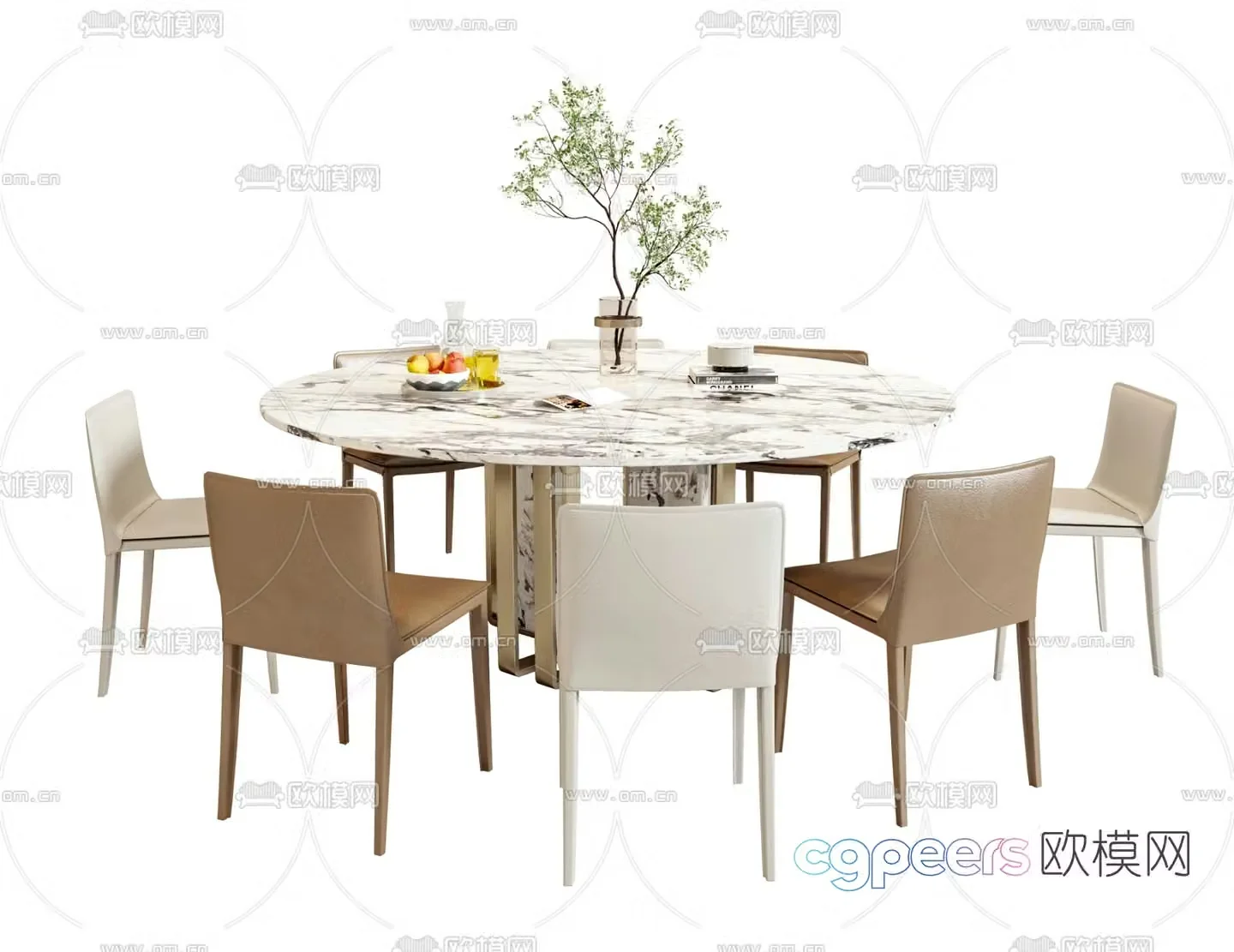 Poliform dining table and chairs 3d model