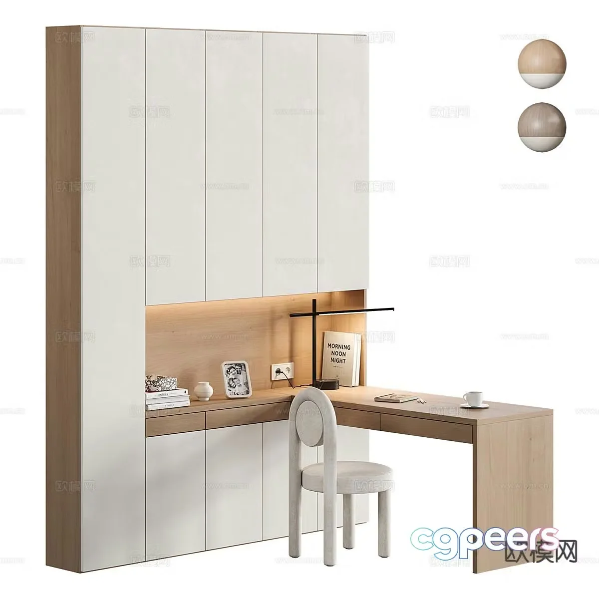 Modern desk chair corner desk 3d model