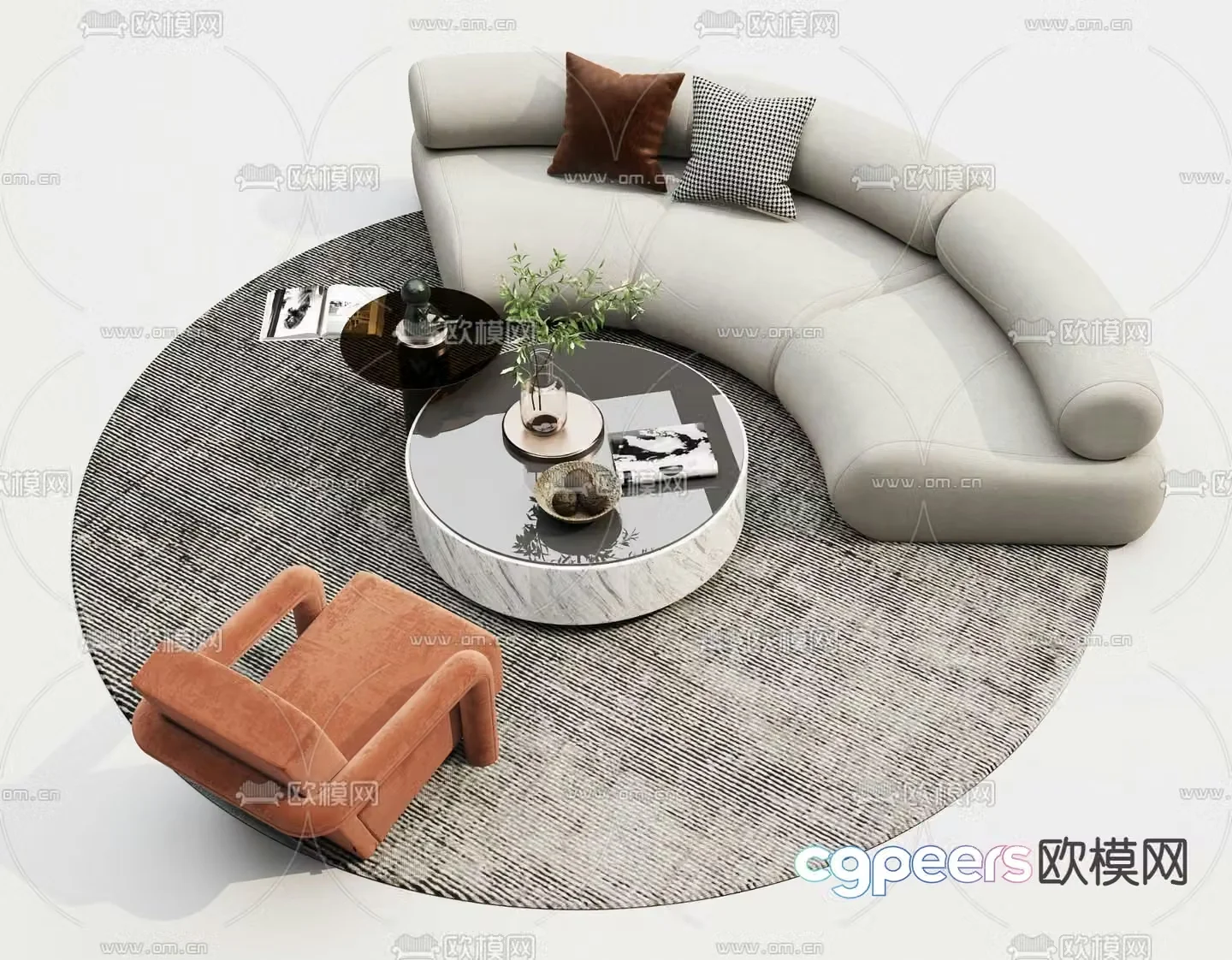 Modular sofa curved sofa 3d model