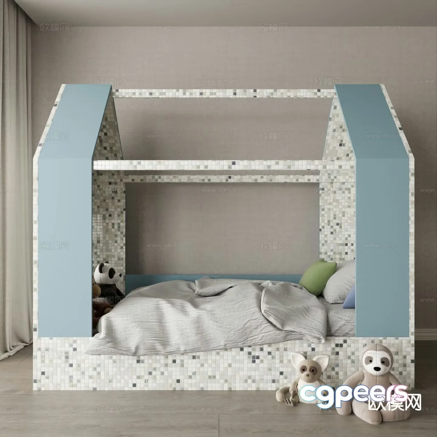 Modern children’s bed boy bed 3d model