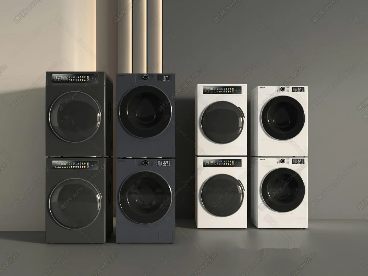 Stacked Washing Machines 3D Model – 15947 – VRAY Render