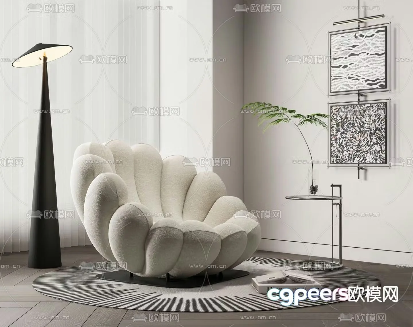 Modern single sofa anemone chair 3d model