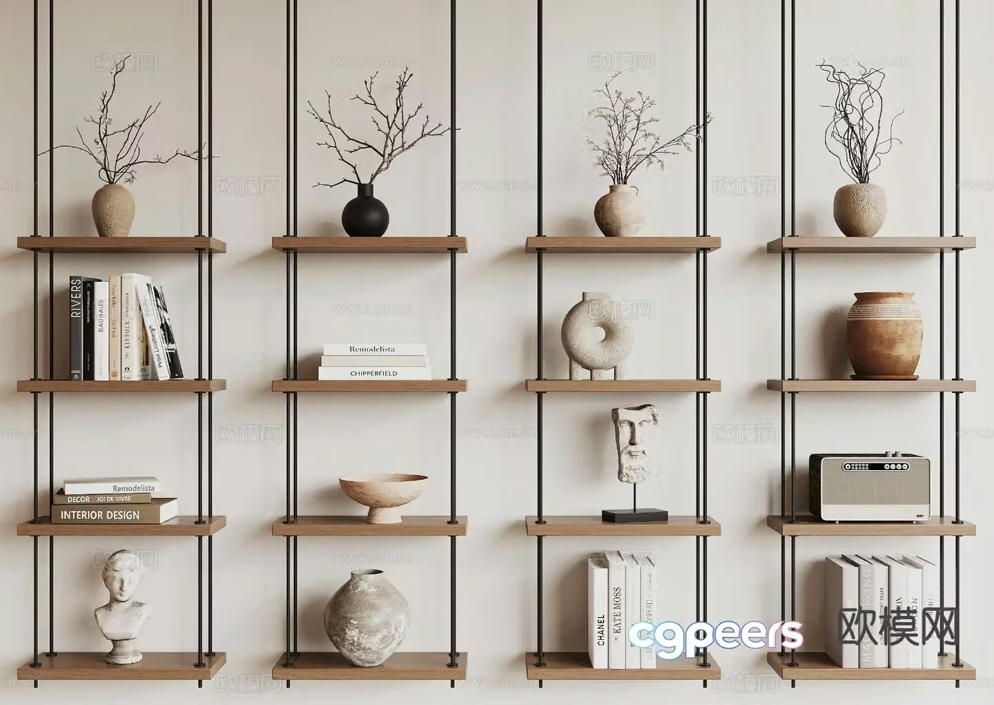 Wabi-sabi rack wall hanging shelf 3d model