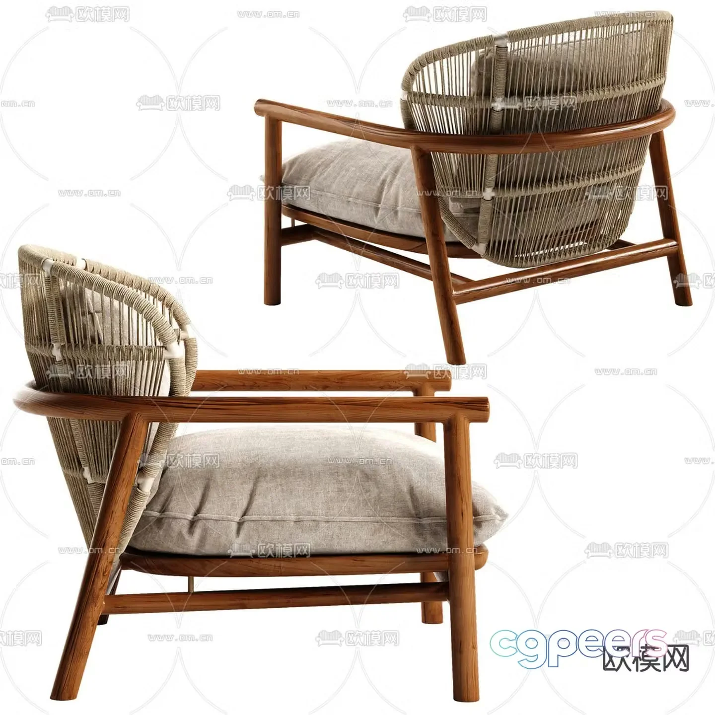 Rattan leisure chair outdoor chair 3d model