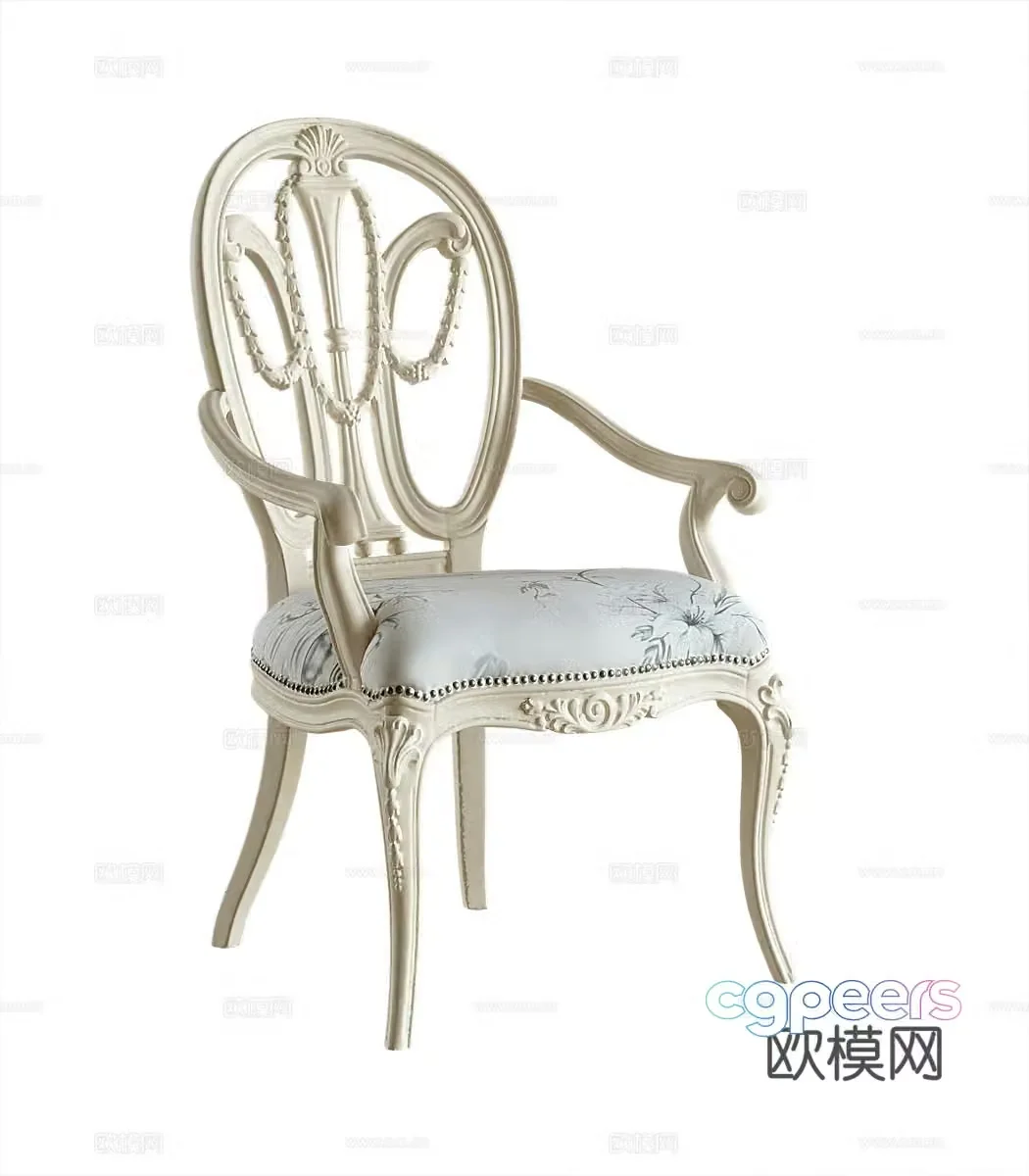 French side chair chair dining chair 3d model