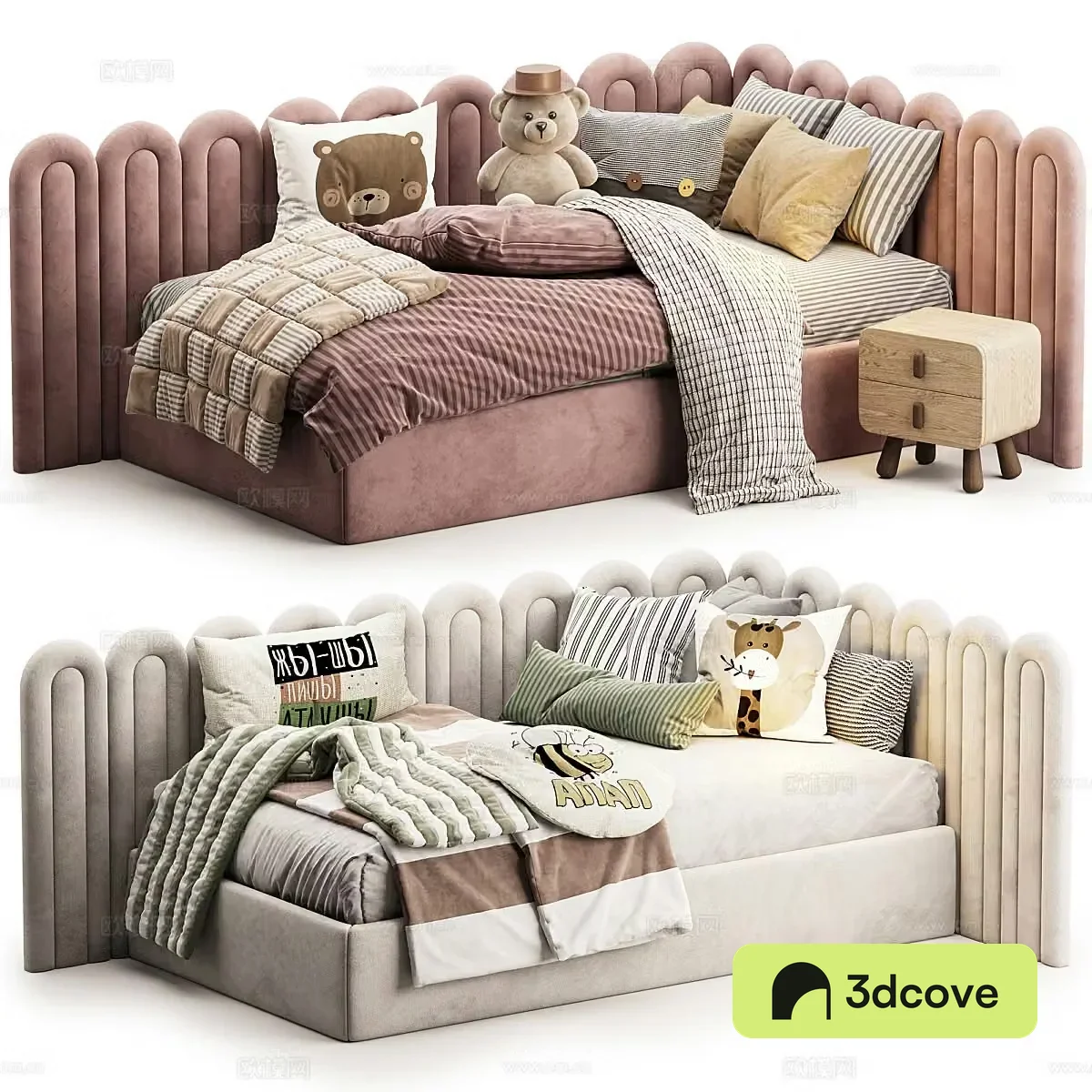 Modern cream style fabric children’s bed