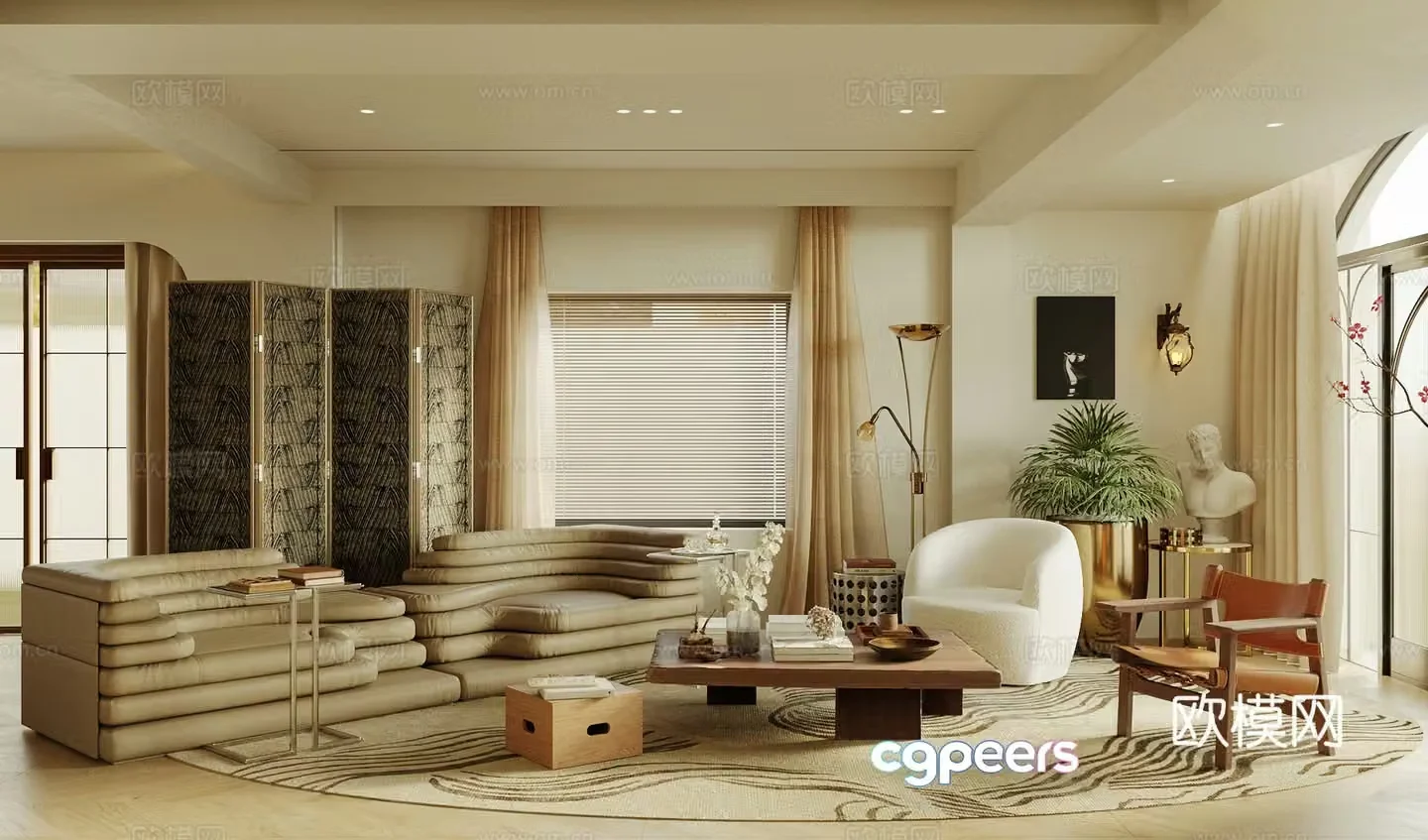 Middle-aged living room 3d model