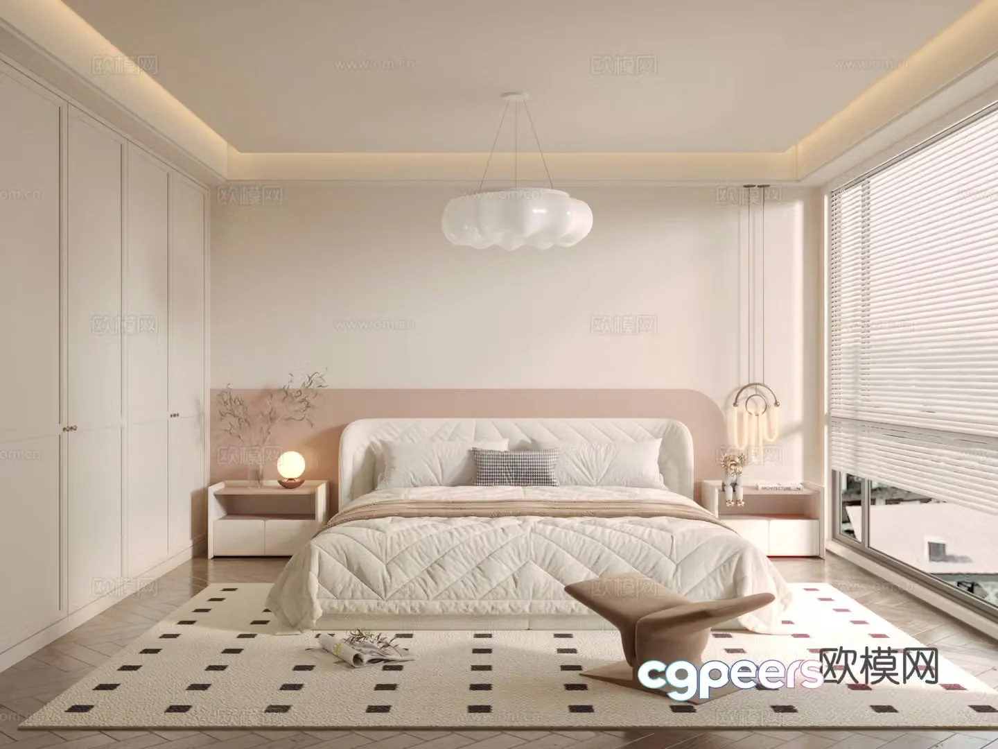 Creamy Bedroom Master Bedroom 3D Model