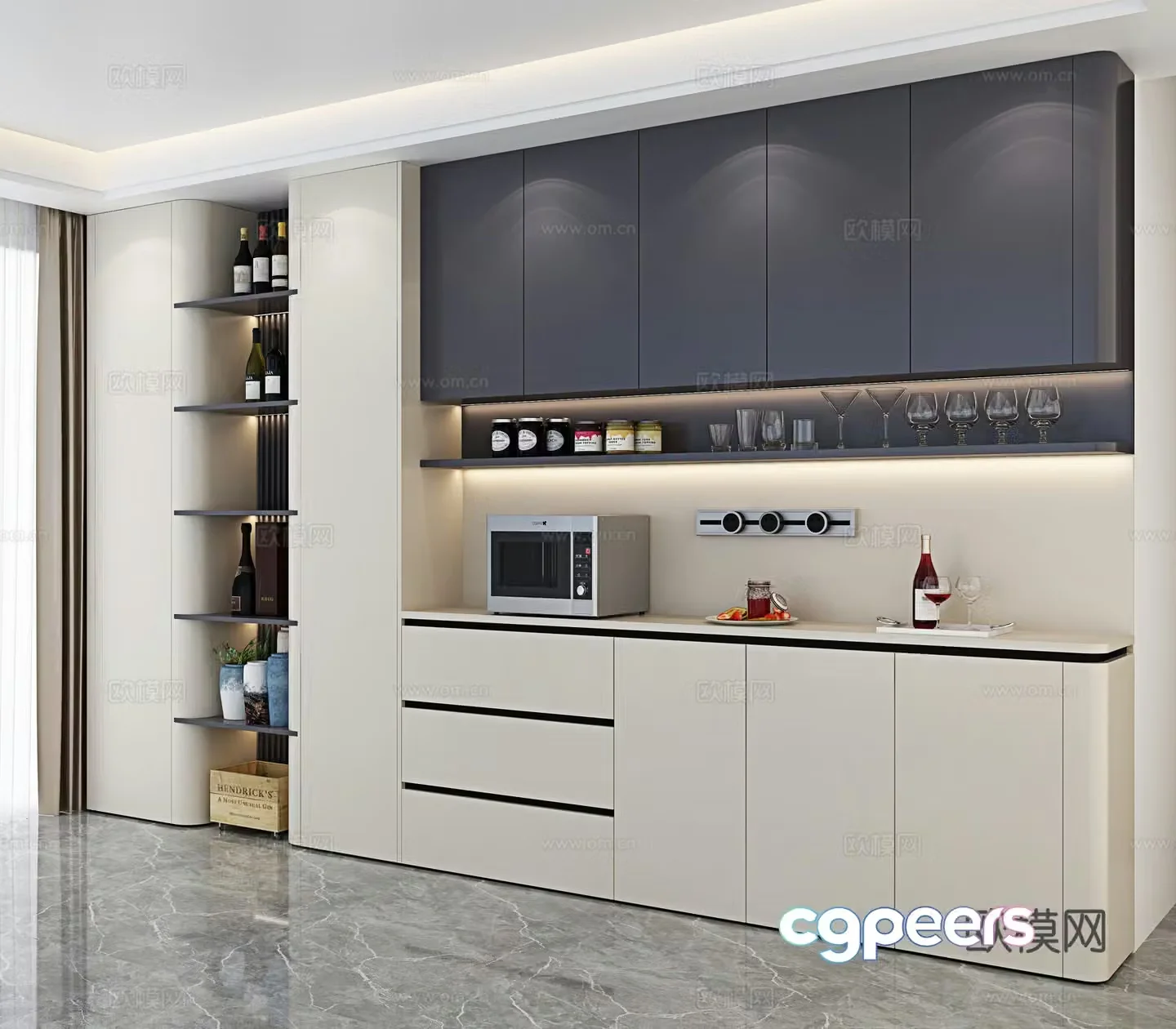 Modern wine cabinet sideboard 3d model