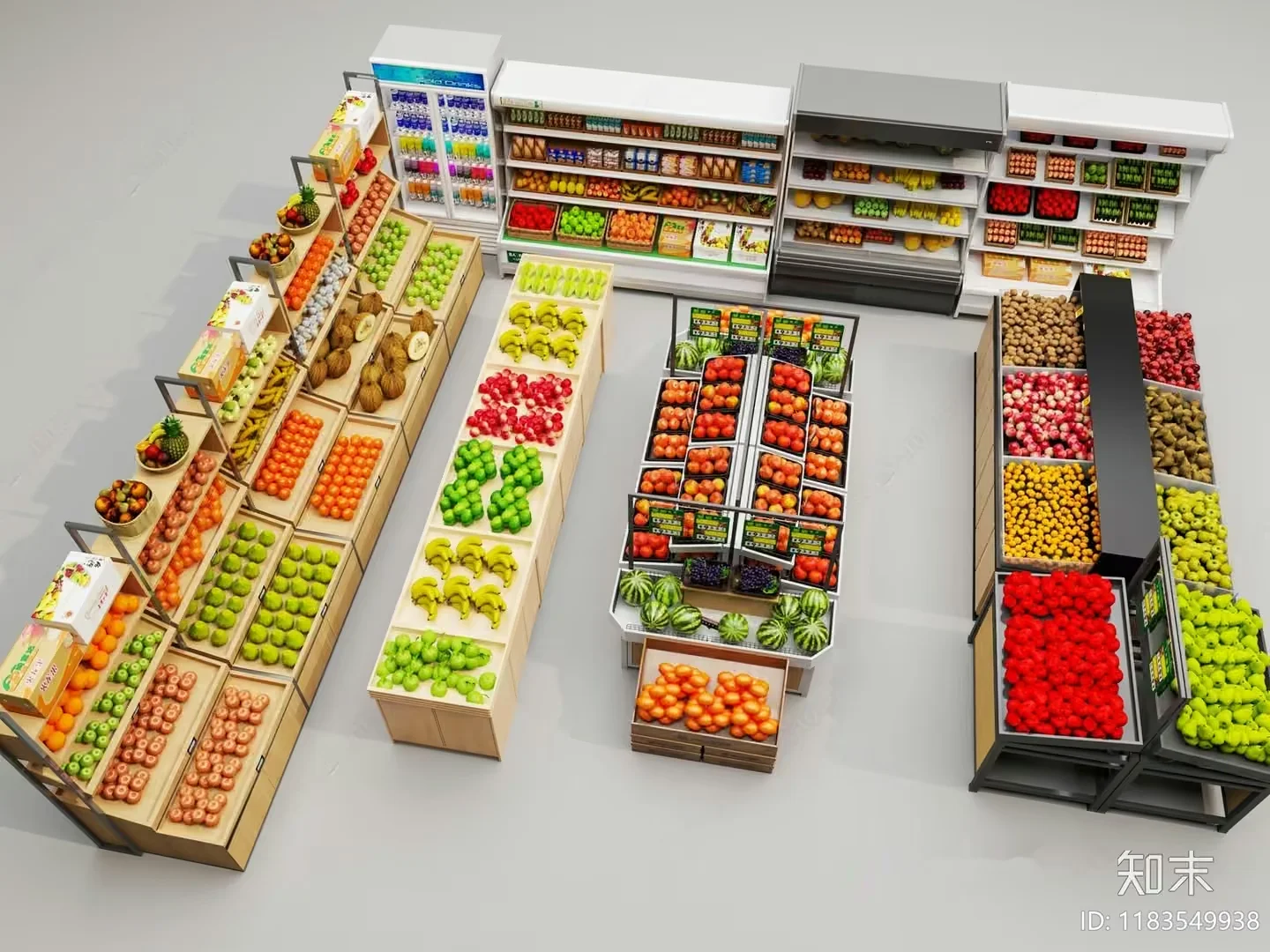 A Fruit Stand 3D Model – 1957 – VRAY Render
