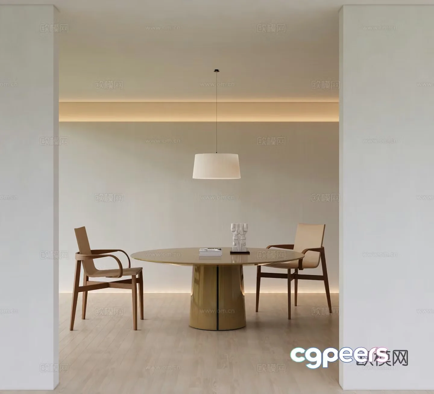 Modern dining table and chairs Round dining table 3d model