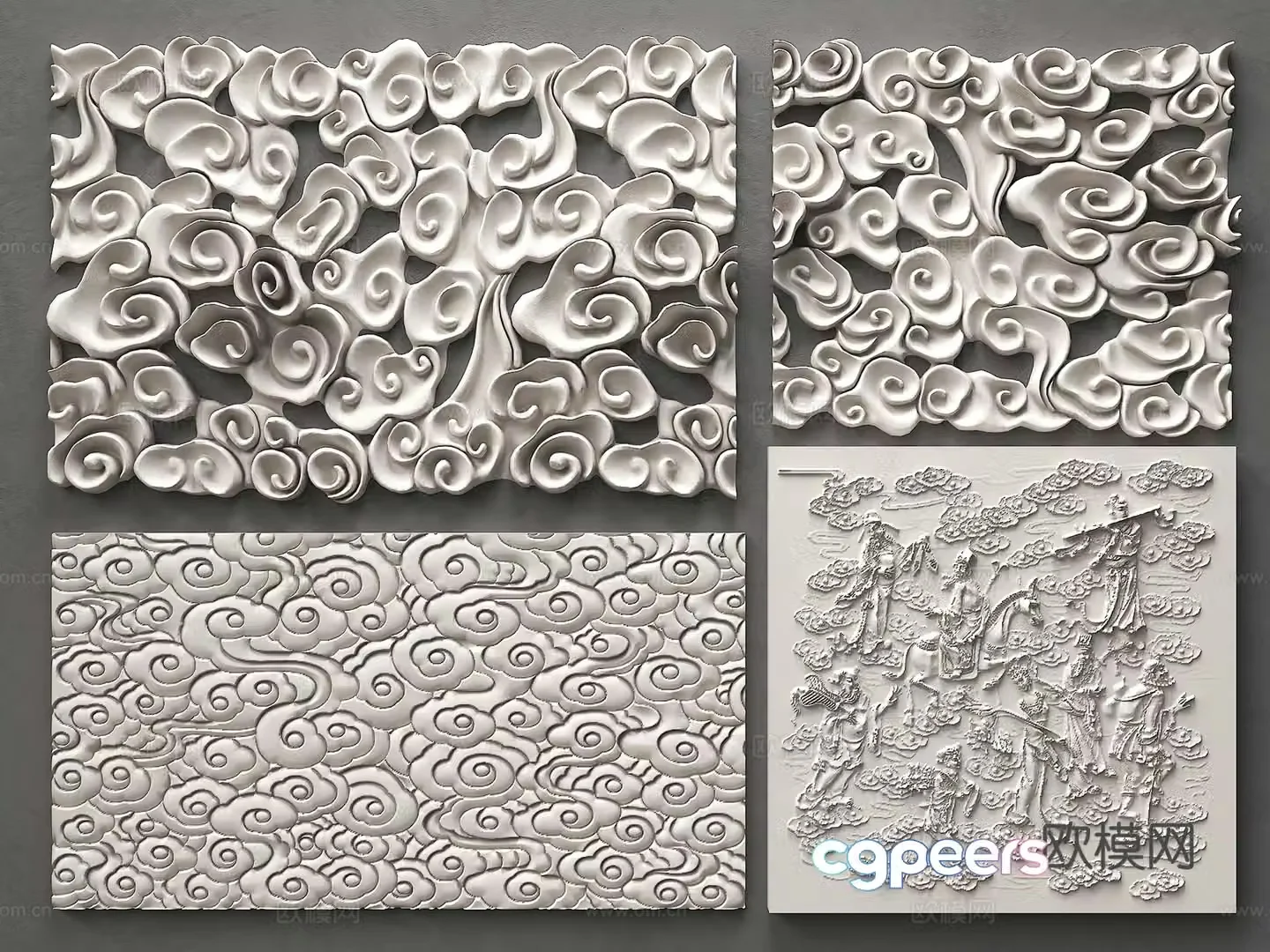 Auspicious cloud relief Modern relief Auspicious cloud Sculpture pendant New Chinese carving Chinese auspicious cloud relief 3D model