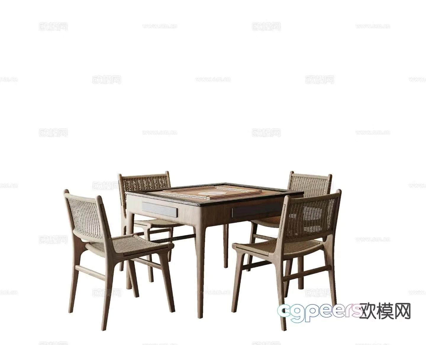 Wabi-sabi style mahjong table entertainment table 3d model
