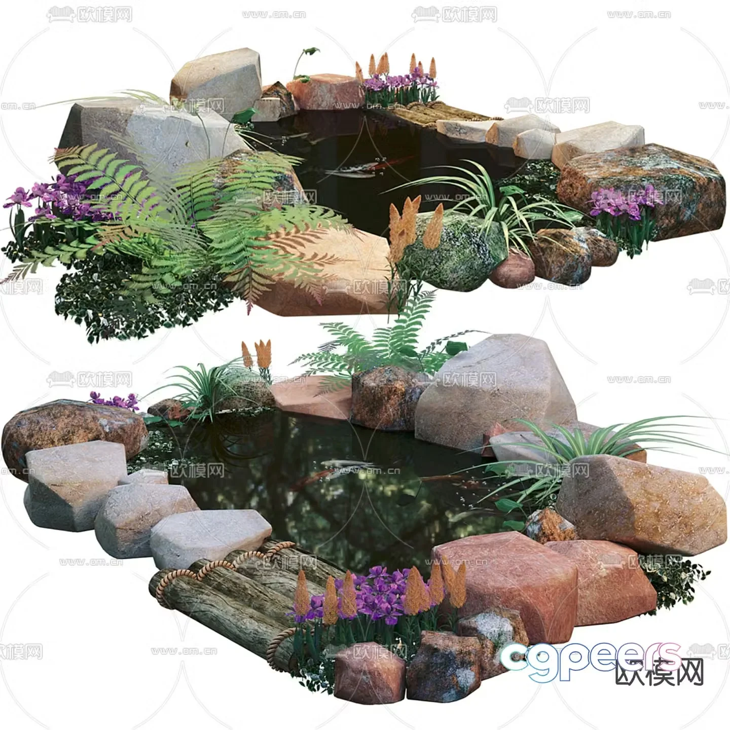 Artificial fish pond pond 3d model