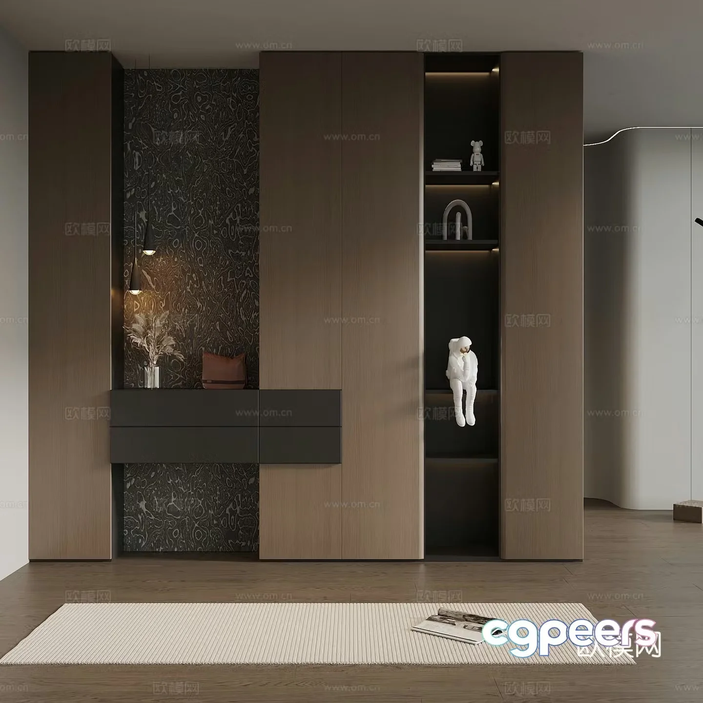Italian minimalist porch cabinet door-entry shoe cabinet porch background 3D model