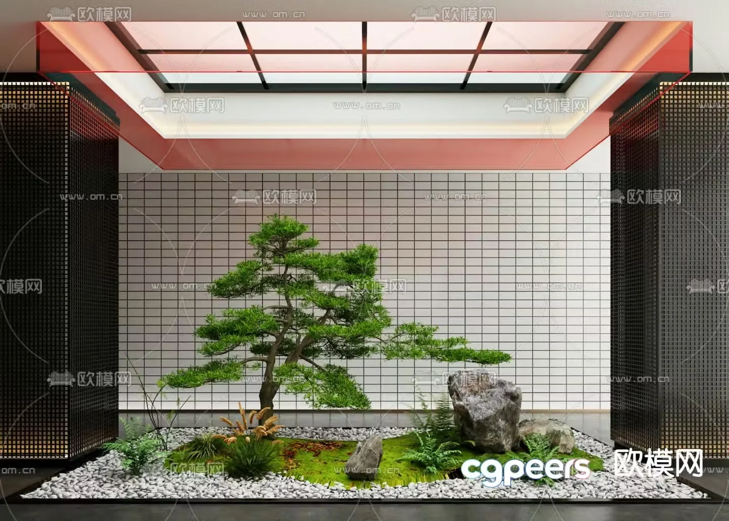 Indoor patio green plant landscaping 3D model