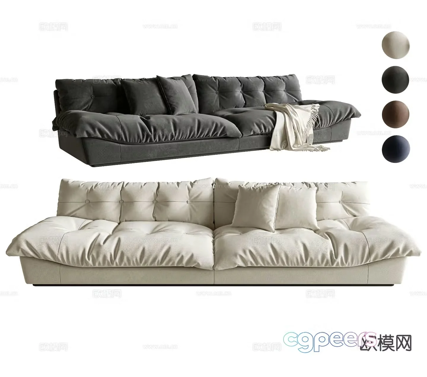 Modern double sofa cloud sofa 3d model