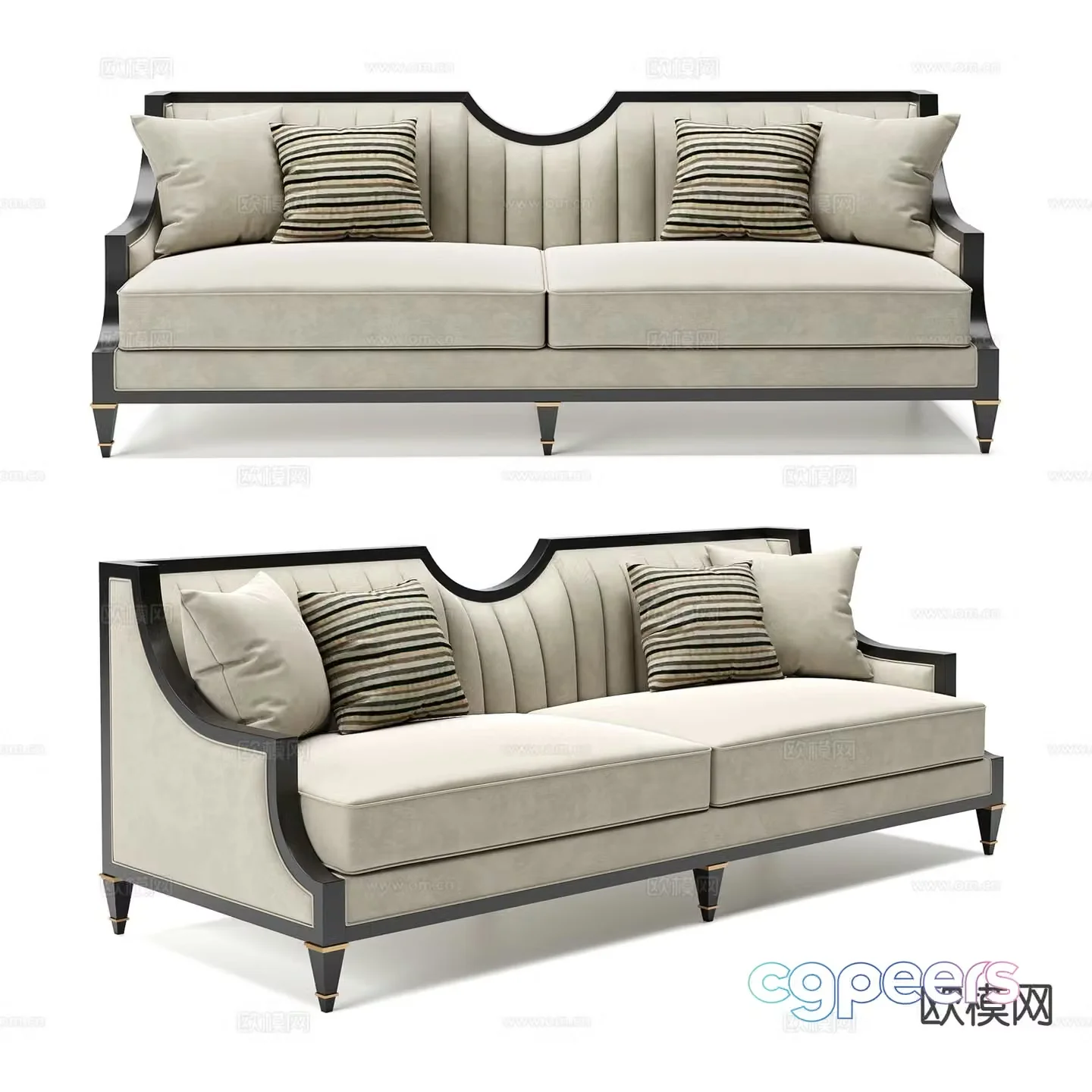 Simple European double sofa 3d model