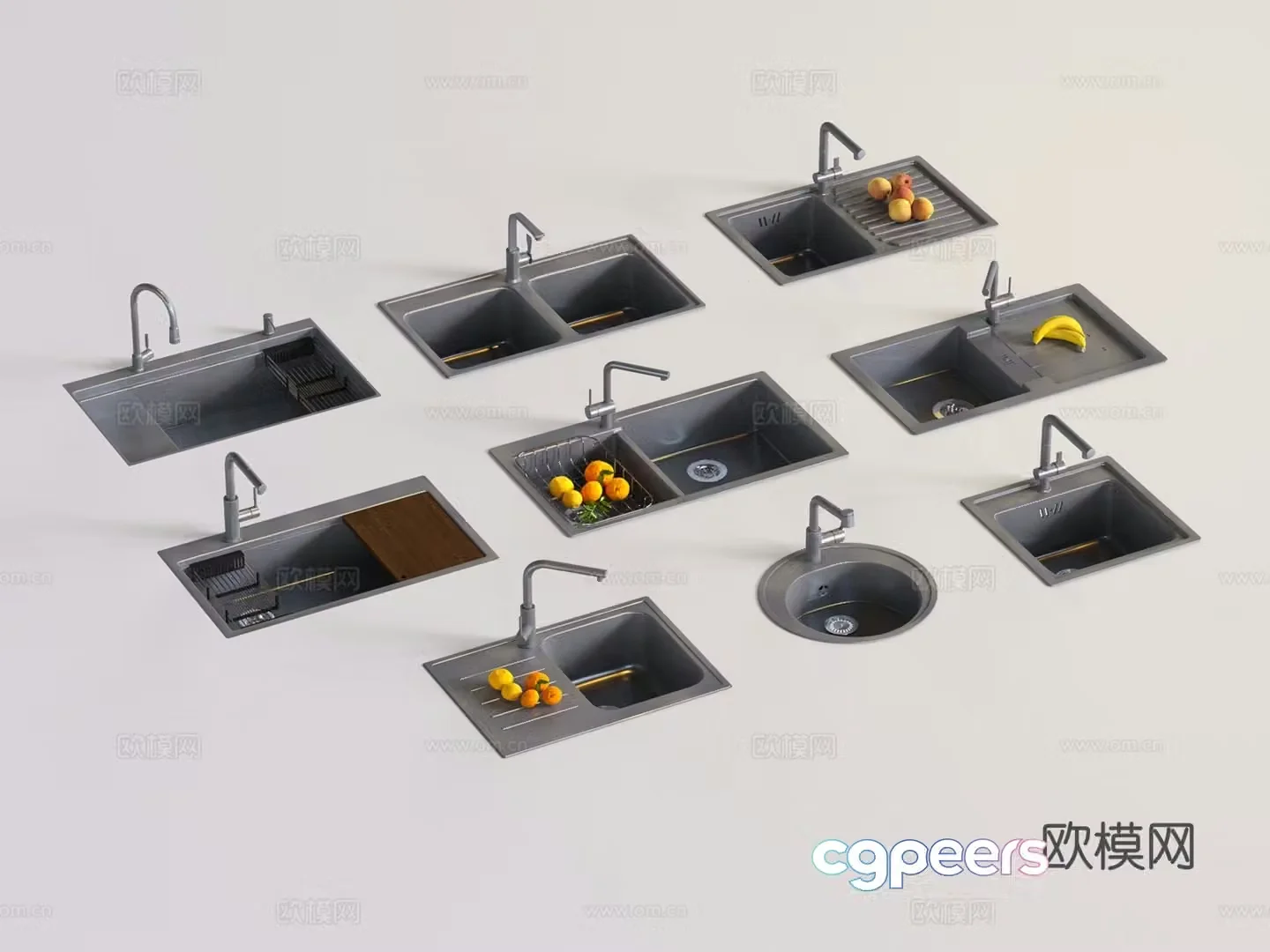 Modern sink sink sink single basin double basin single sink 3d model