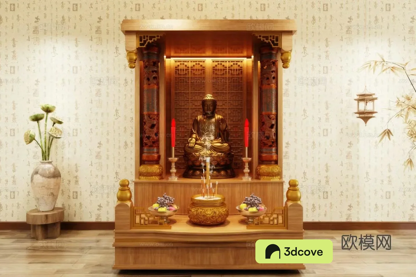 Buddha niche shrine hostel incense stove candle holder