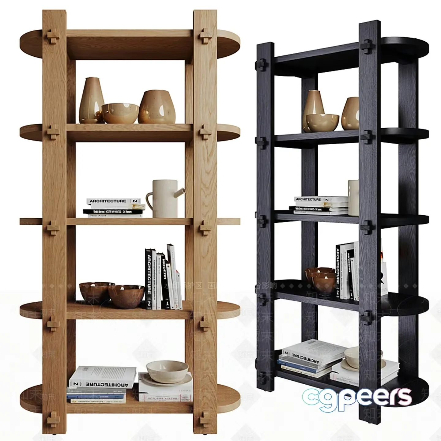 Wooden Bookshelf 3D Model – 6850 – VRAY Render