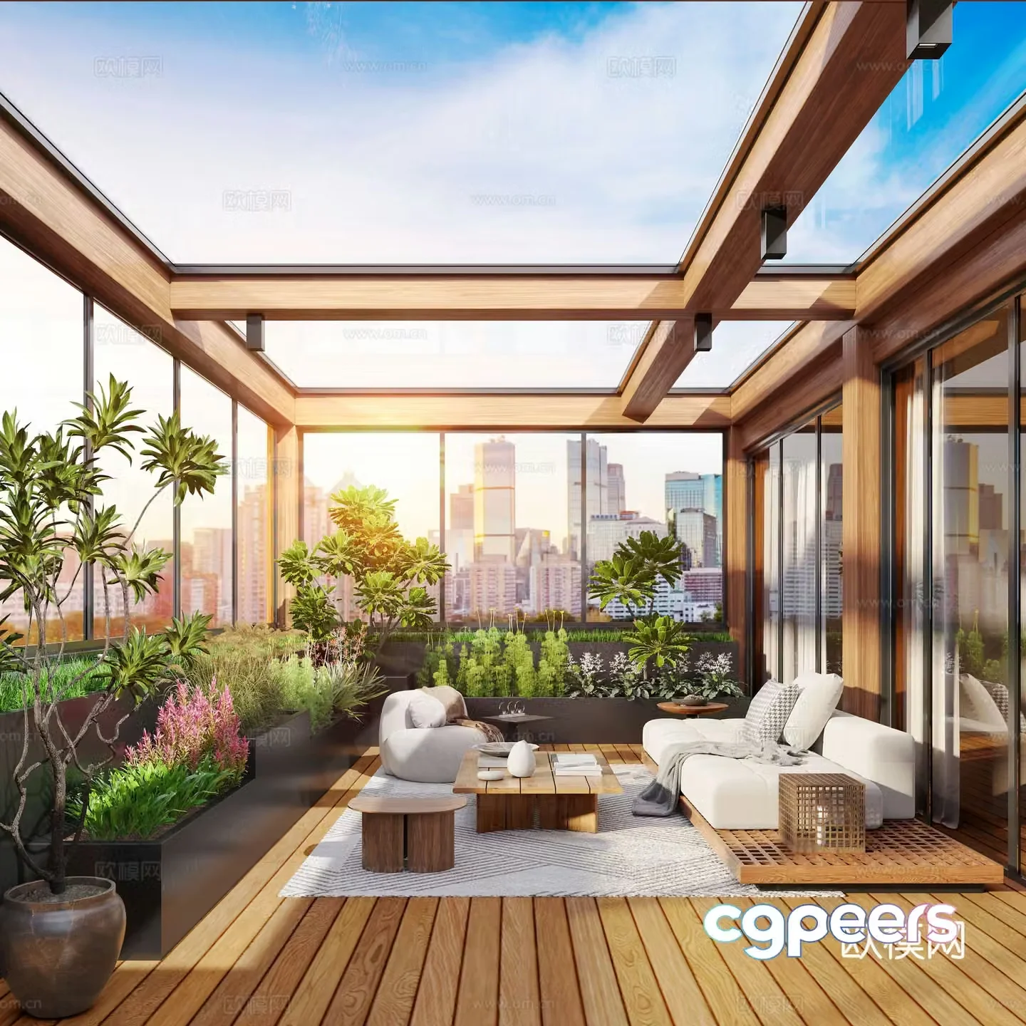 Modern roof garden Sunshine Room top floor Garden 3D model