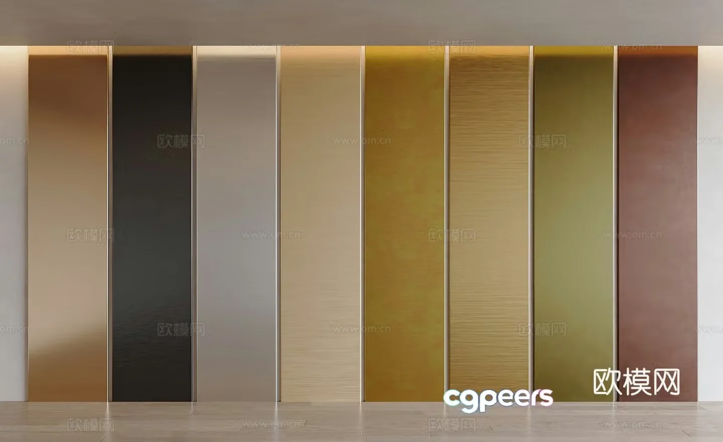 Modern wall panel Metal wall panel Metal plate Brushed metal Bronze metal Brushed stainless 3D model